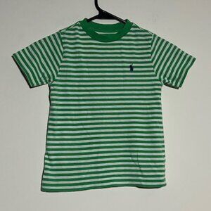 Polo Ralph Lauren Green and White Striped T-Shirt Size 4T Boys